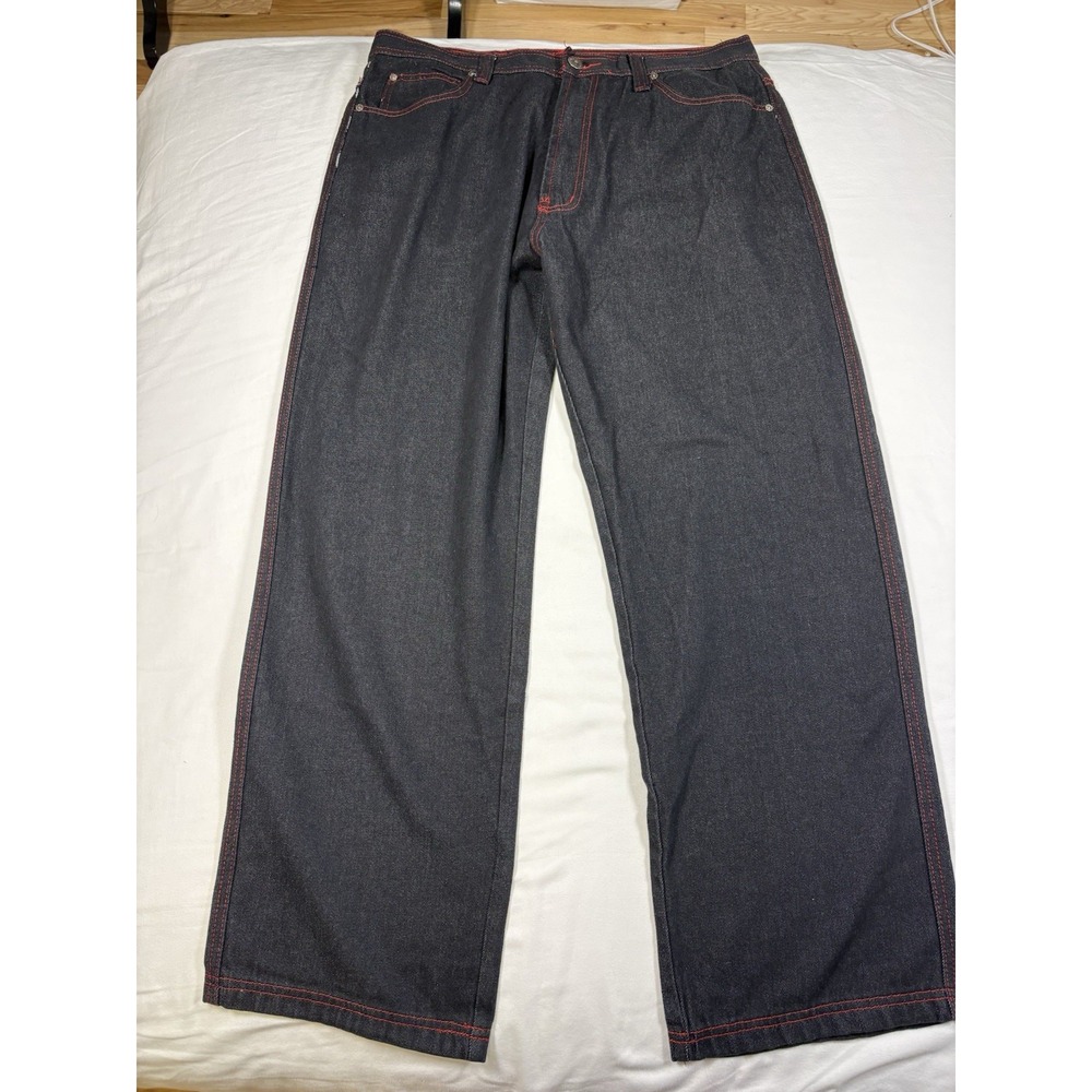 Vintage Rock N Run RNR Jeans 36x32 Baggy Wide Leg Y2K Skater Rave Red Stitching